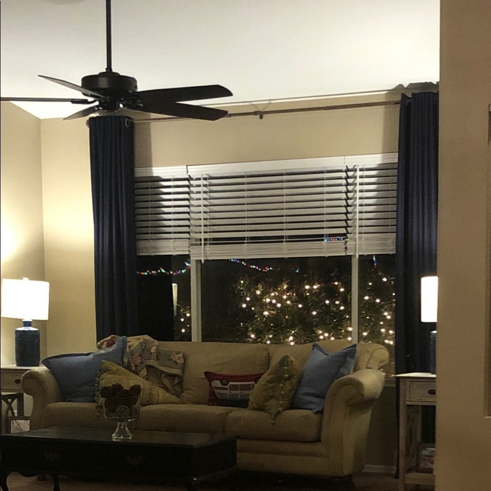 Blackout Navy panels with brushed nickel grommets